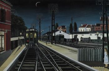 train du soir,gare,train,soir,boulevard dupuy,oyonnax,ain,paul delvaux,peinture,locomotive,autorail,locomotive à vapeur,tender,autorail picasso,oyonnax,ain,haut bugey,rhône alpes auvergne,france,europe,blog littéraire de christian cottet-emard,note,journal,souvenir,enfance,jardin,clôture,tuiles,mur,atmosphère,étrangeté,mystère,christian cottet-emard,journal,autobiographie