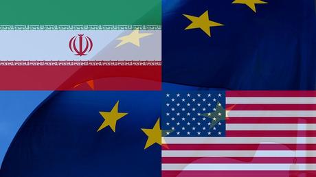 L'Iran, États Unis, Europe, Drapeaux, Politique