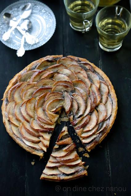 tarte aux pommes , pavot , pâte feuilletée express 