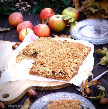 tarte crumble , pommes , dessert facile , épeautre , IG bas , healthy