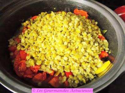 Tajine aux cyclanthères, courgette et pois cassés (Vegan)
