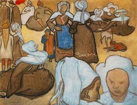 Van Gogh novembre 1888 Le Pardon. Les Bretonnes dans la prairie d'apres Emile Bernard, galerie d'art moderne de Milan