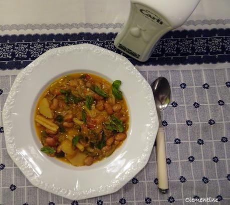 Minestra di merca  alla nuorese - Soupe sarde aux pommes de terre, fromage et haricots borlotti