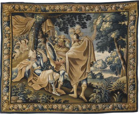 Rinaldo Views His Image in the Diamond Shield, carton Simon Vouet, Aubusson coll part