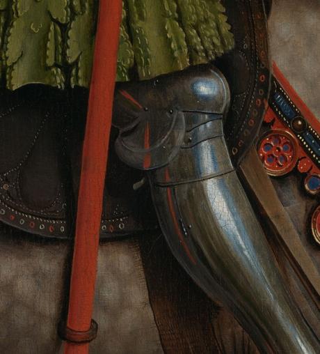 Van Eyck 1432 Les chevaliers du Christ retable de Gand detail genouillere