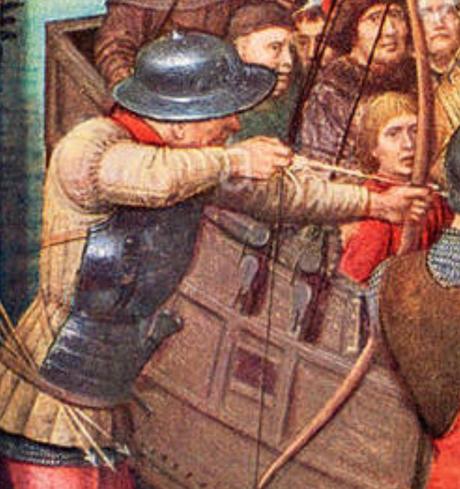 Memling 1489 Chasse de Ste Ursule Martyre a Cologne A Hopital St Jean Bruges detail
