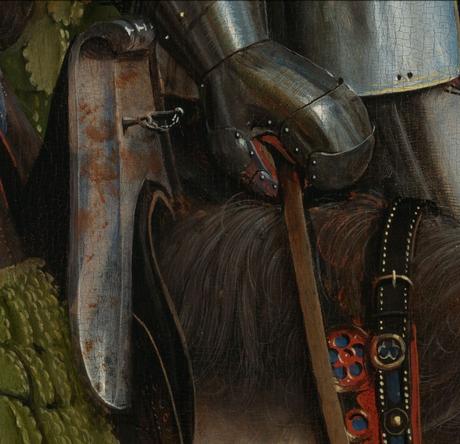 Van Eyck 1432 Les chevaliers du Christ retable de Gand detail arcon