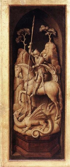 Saint Georges Triptyque Sforza (verso du panneau de droite), vers 1460 atelier de van der Weyden , Musees Royaux des Beaux Arts