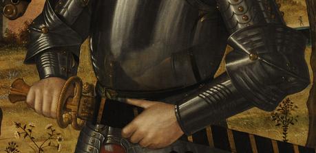 Portrait d'un chevalier Carpaccio, vers 1510, Musee Thyssen-Bornemisza, Madrid detail
