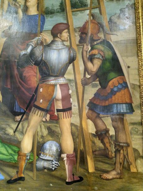 1510 Sodoma,Descente de croix, Pinacoteca nazionale, Sienne chapelle Cinuzzi eglise San Francesco detail soldat