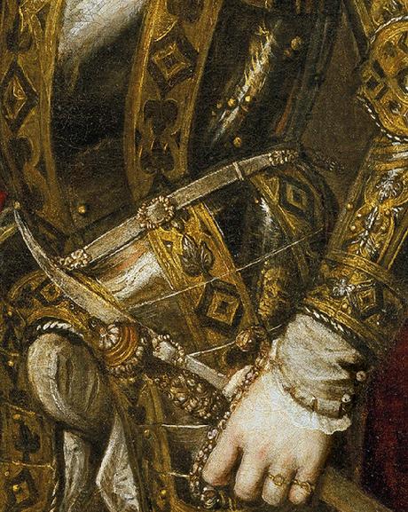 Titien Portrait de Philippe II 1551 Prado detail