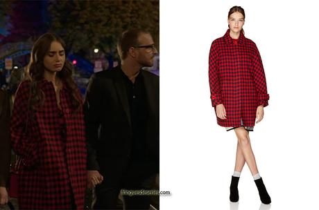 EMILY IN PARIS : Emily’s red checked coat in S1E06