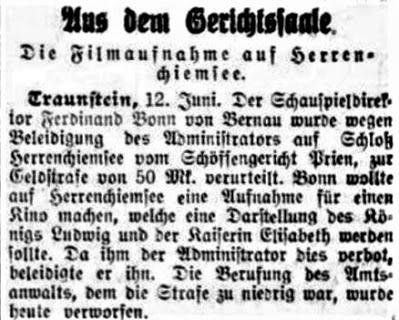 Berlin 1907 — La censure interdit la pièce que Ferdinand Bonn dédiait au roi Louis II de Bavière