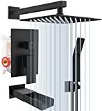 Meilleure douche encastrable – Comparatif 2020 Rainsworth 3 Fonctions Ensemble de Douche Set de Douche Encastré Noirs, Technologie d'injection d'air Pommeau de Douche 30 * 30 cm Set de Douche Encastré