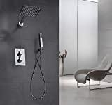 Meilleure douche encastrable – Comparatif 2020 Elbe Colonne de douche Encastré, Systèmes de douche avec Thermostat et douche à main, acier Inoxydable et Laiton