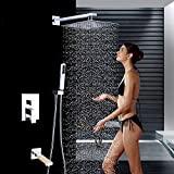 Meilleure douche encastrable – Comparatif 2020 Saeuwtowy Chromé 304 Acier inoxydable Kit de Douche Encastré 8' Système de douche multifonctionnel Vaporisateur SPA Mode pluie Complet à Encastrer Au Mur Robinet
