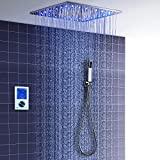 Meilleure douche encastrable – Comparatif 2020 ONLT Ensemble de douche,495x495 mm Système de douche thermostatique multifonctionnel LED, Vaporisateur SPA, Mode pluie, 304 Acier inoxydable, Moniteur tactile numérique intelligent,Colonne de Douche