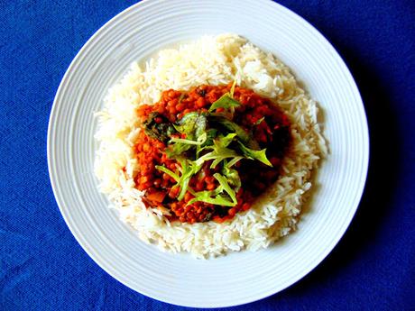 Ragoût de lentilles sur riz