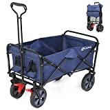 Meilleure brouette pliable – Comparatif 2020 Sekey Chariot de Jardin Pliable avec Freins | Charrette Pliable | Charrette à Main Pliant | Chariot remorque de Jardin d'extérieur | Chariot de Transport, Bleu foncé