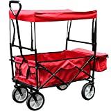 Meilleure brouette pliable – Comparatif 2020 wolketon Charrette de Transport Pliable Chariot de Jardin Chariot de Plage Tout Terrain Brouette extérieure Panier Chariot Remorque de Jardin extérieur, Rouge