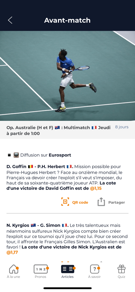 Multimatch Open d'Australie - Tennis agence creads