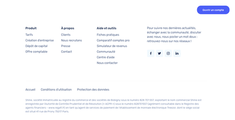 Mentions légales site internet exemple shine agence creads