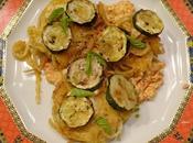 Spaghettis frits courgettes pesto sicilienne