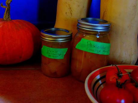 Pickle de citrouille ou de courge pour utiliser la citrouille d'Halloween qui traîne ;-)