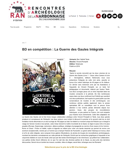 La Guerre des Gaules sélectionnée pour un Prix