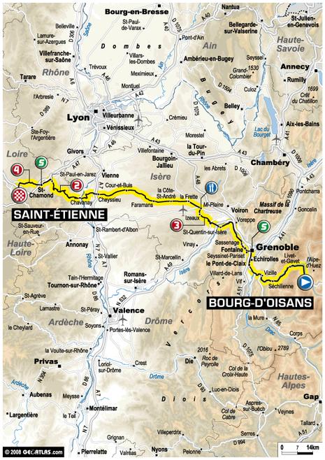 Tour de France : 18e étape Bourg d'Oisans - Saint Étienne (parcours)