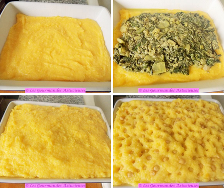 Polenta farcie aux blettes, garnie de pois chiches et aromatisée à l'huile de capucine (Vegan) Polenta farcie aux blettes, garnie de pois chiches et aromatisée à l'huile de capucine (Vegan)