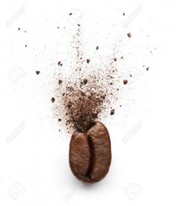 Coffee powder burst from coffee bean