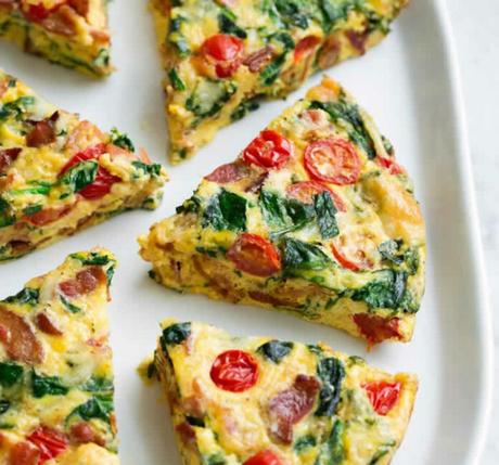 Frittata aux bacon épinards et tomates