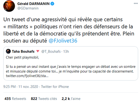 Loi scélérate #PPLsecuritéglobale : le militant d’extrême-droite @GDarmanin pète un plomb et agresse le journaliste @T_Bouhafs