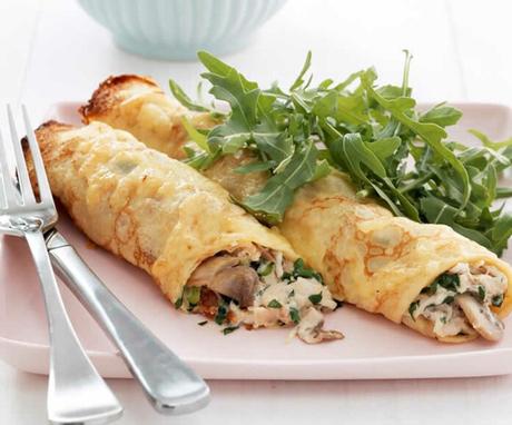 Crêpes au poulet et champignons
