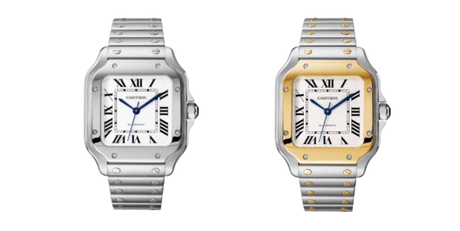 Versions de la Santos, reconnaissables par les vis apparentes, en acier ou or.