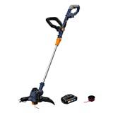 Meilleur coupe-bordure sans fil – Comparatif 2020 Coupe Bordures sans Fil BLUE RIDGE BR8151, Débroussailleuse à Batterie 1 * 18V 2.0Ah, Larguer de Coupe 25cm, Manche Télescopique Tête Rotative Roulette Guidage