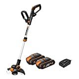 Meilleur coupe-bordure sans fil – Comparatif 2020 WORX coupe bordure sans fil avec 2 batterie 2.0Ah*20V, WG163E.3 Débroussailleuse Électrique avec Bobine pour Fil de Coupe, Longueur du Fil 3m, Diamètre de coupe 30cm, Diamètre du Fil 1.65mm