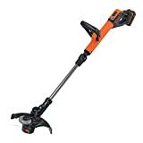 Meilleur coupe-bordure sans fil – Comparatif 2020 BLACK+DECKER STC1820PC-QW Coupe-bordures sans fil - Vitesse de coupe variable Eco-Turbo - Tête orientable à 180° et fonction dresse-bordures, 18V, Orange, 28 cm