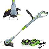 Meilleur coupe-bordure sans fil – Comparatif 2020 WORKPRO Coupe-Bordures sans Fil 20V avec Batterie 2,0 Ah, Tête de Coupe Rotative à 90°, 9000 TR/Min, Largeur de Coupe de 25 cm (20 pièces Couteau en Plastique Compris)