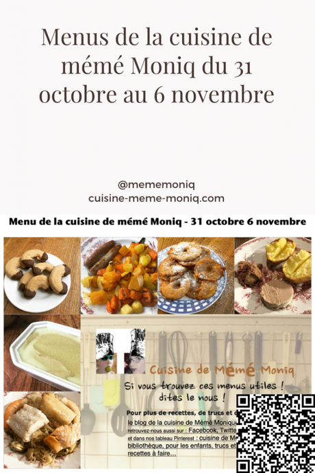 menus de la cuisine de mémé Moniq du 7 au 13 novembre