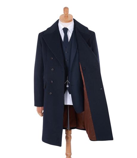 manteau long homme bleu marine