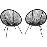 Meilleure chaise de jardin – Comparatif %currentmonth% %currentyear% TecTake 800729 2 Fauteuils Acapulco de Jardin de Salon Design rétro, pour Un Usage en intérieur et extérieur - Plusieurs Couleurs - (Noir | no. 403302)