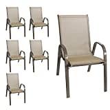 Meilleure chaise de jardin – Comparatif %currentmonth% %currentyear% Wohaga® New York Lot de 6 chaises de jardin empilables avec revêtement en textile et structure en acier revêtu par pulvérisation Couleur champagne