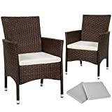 Meilleure chaise de jardin – Comparatif %currentmonth% %currentyear% TecTake 2x Chaise de jardin en poly rotin résine tressé + coussin + deux set de housses + vis en acier inoxydable - diverses couleurs au choix - (Marron mixte | No. 402123)