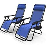 Meilleure chaise de jardin – Comparatif %currentmonth% %currentyear% VOUNOT Lot de 2 Chaise Longue inclinable avec Support de Gobelet Amovible Chaise de Jardin Pliable en Textilène Chaise Longue avec Rembourrage de Tête Amovible Charge Max 120KG Fauteuil Relax Bleu