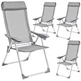 Meilleure chaise de jardin – Comparatif %currentmonth% %currentyear% TecTake Lot de 4 Aluminium chaises de Jardin Pliante avec accoudoir Gris