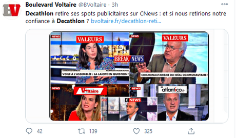 Décathlon retire ses pubs de CNews. La fachosphère en PLS (hé hé… :)