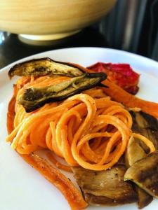 Pâtes sauce citron, cèpes et légumes confits au four Pâtes sauce citron, cèpes et légumes confits au four