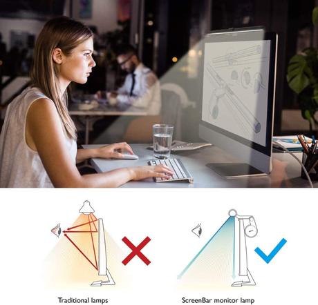 ScreenBar Plus e-Reading Lamp de Benq : éclairage optimisé de l'écran et du poste de travail